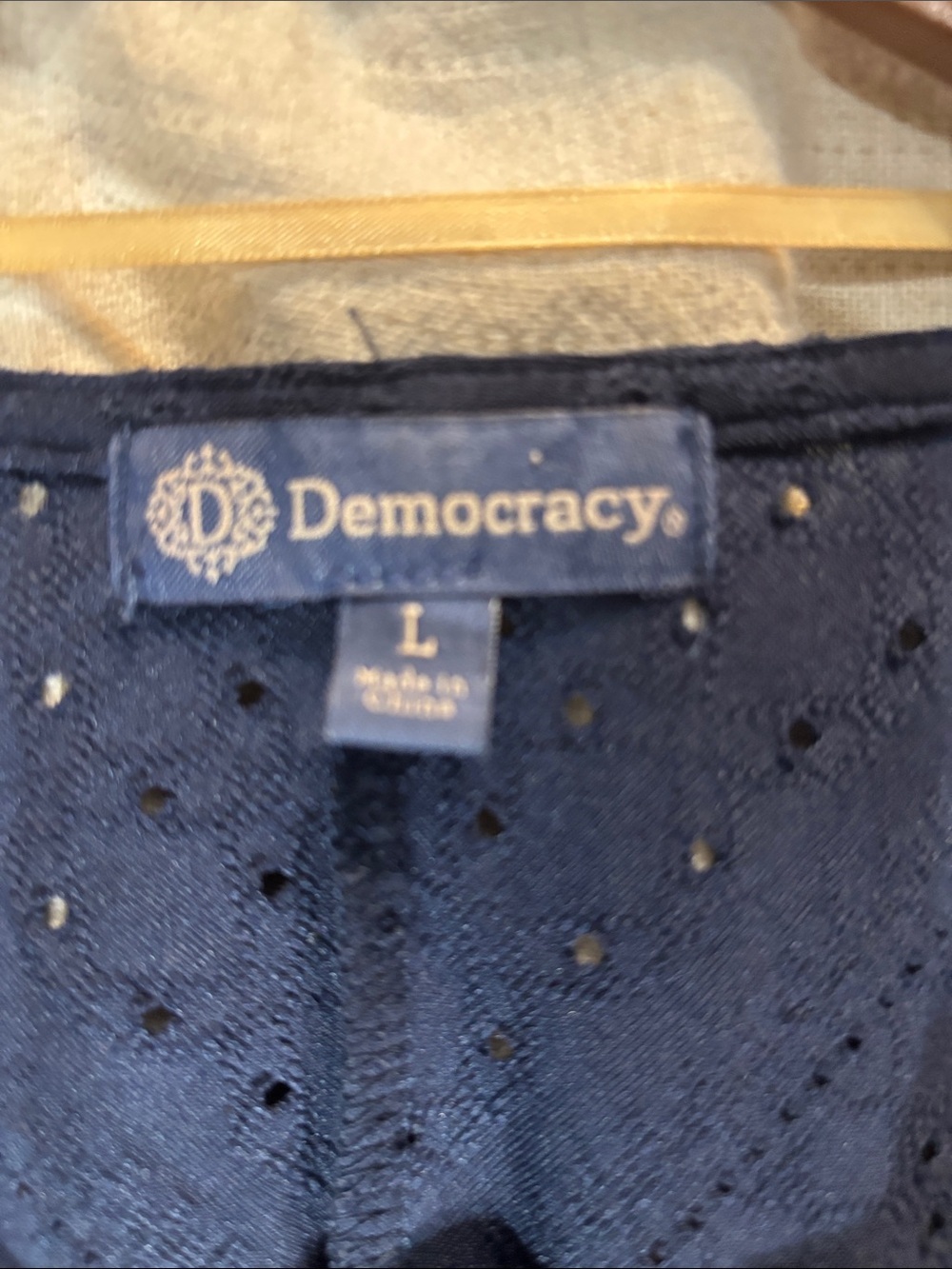 Democracy Navy Eyelet Tie-Front Blouse - Picture 2 of 8